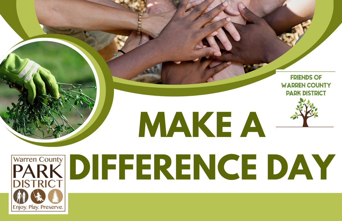 Image of people putting their hands together with "Make A Difference Day" and park logo